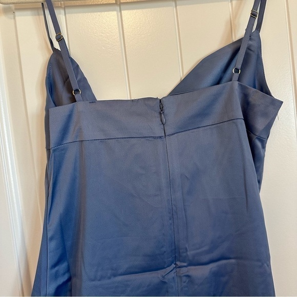 NWT WeWoreWhat blue satin charmeuse cowl midi dress strappy silky sexy - Picture 9 of 10